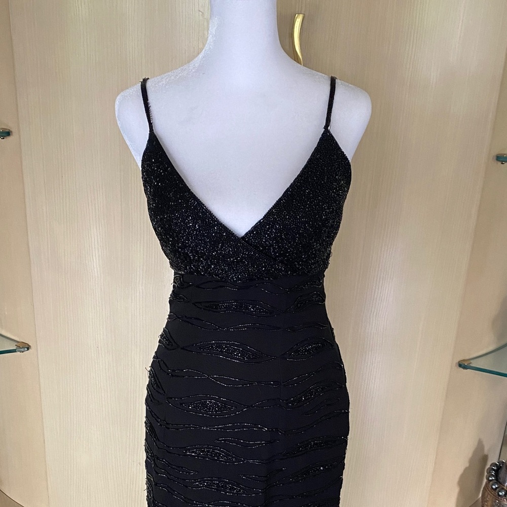 Saks Fifth Avenue Black beaded gown